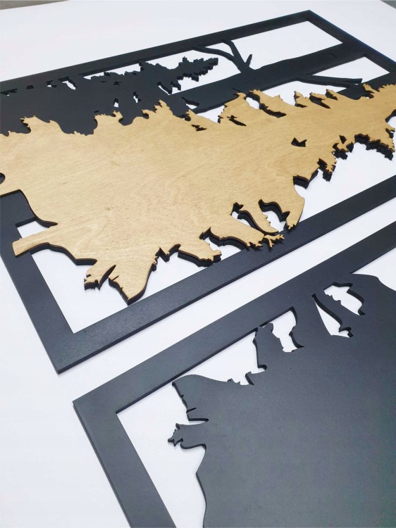 dekoracja obraz ażurowy las czarny