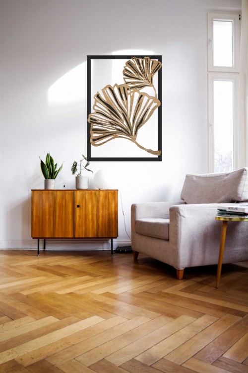 miłorząb dekoracja na ścianę drewniana ażurowa