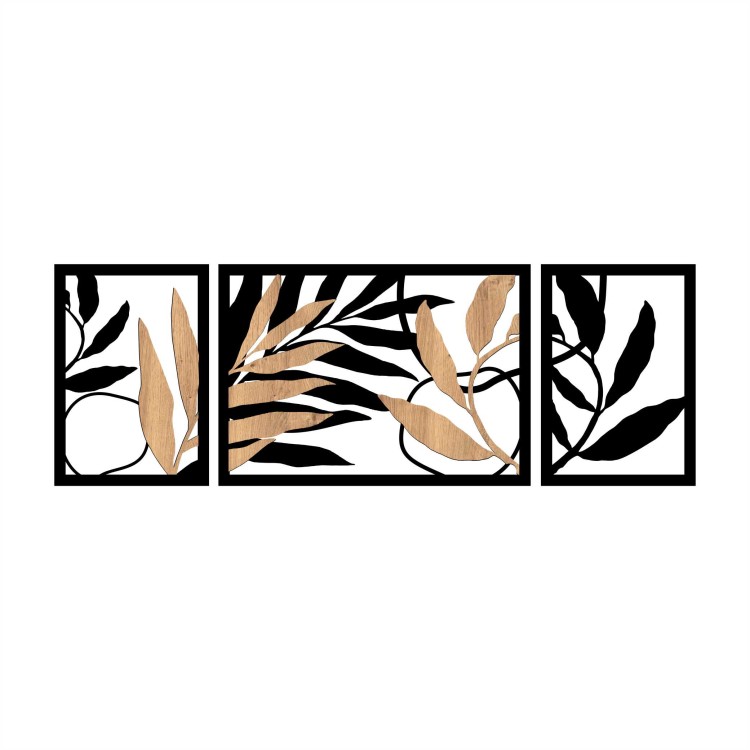trzyczęściowa dekoracja obraz ażurowy liście