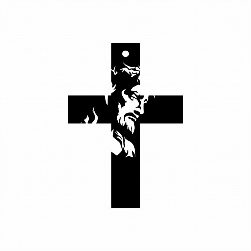 Krzyż czarny z wizerunkiem Jezusa
