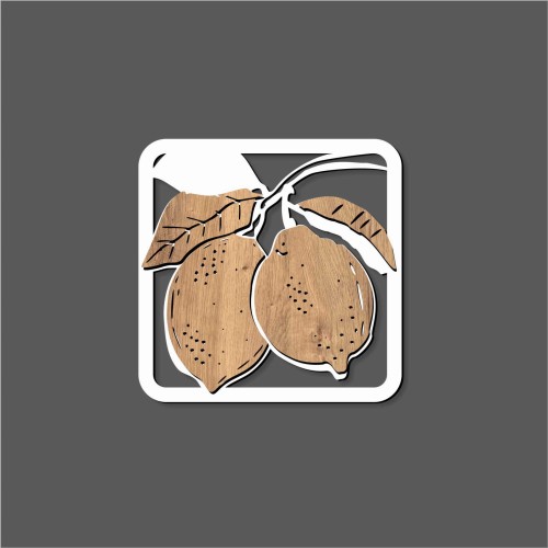 cytryna biała z drewnem dekoracja ażurowa na ścianę