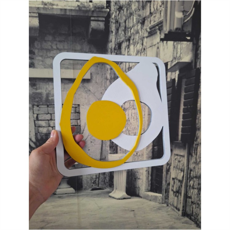 białe z żółtym warzywa owoce ozdoby dekoracja ażurowa na ścianę