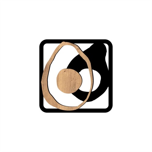 kwadratowa ozdoba ściennaawokado czarne z drewnem