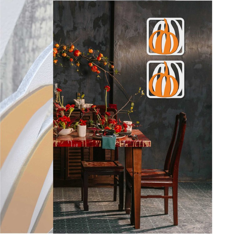 dynia pomarańczowa dekoracja ażurowa na ścianę