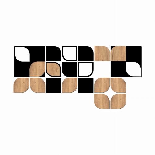 Dekoracja ozdoba na ścianę czarne klocki w połączeniu ze sklejką