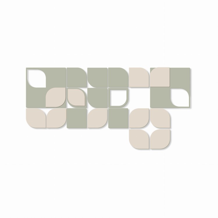 klocki kolory beże i oliwki dekoracja na ścianę