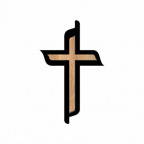 krzyż czarny z wstawką drewnianą