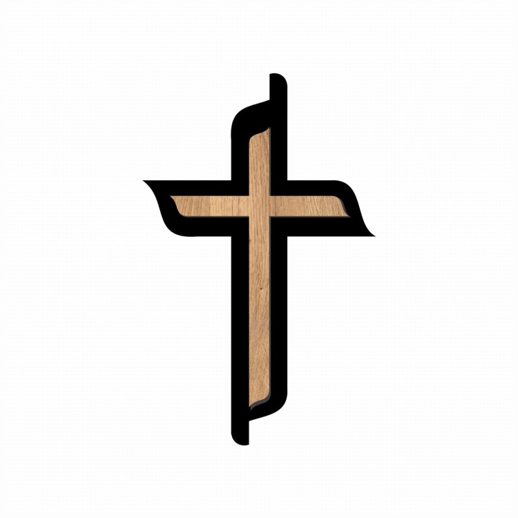 krzyż czarny z wstawką drewnianą