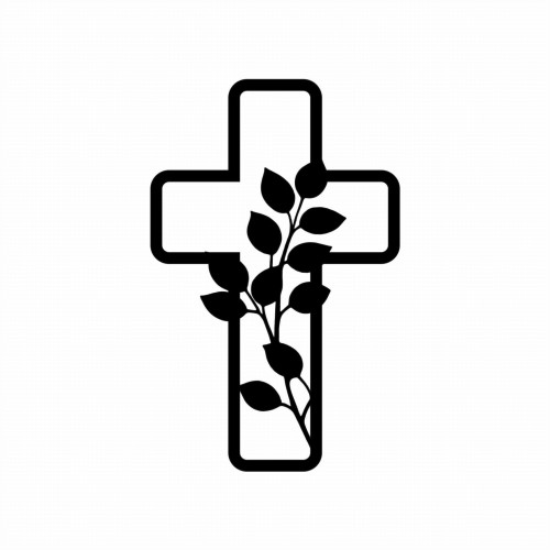 krzyż czarny z liśćmi